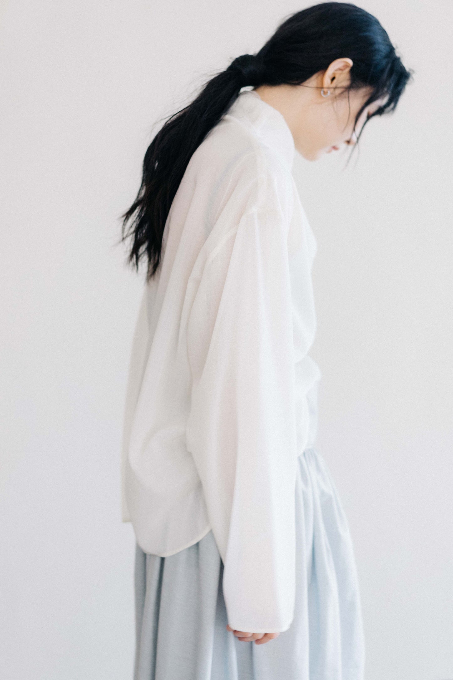 oversized tied-neck top - ivory (in-stock)