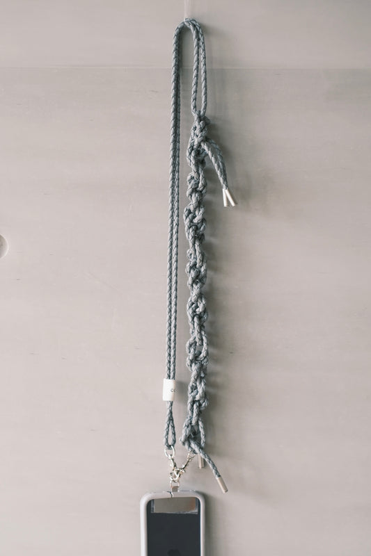 grey braided phone strap