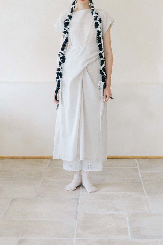 fallen petals with soft ash - fig-dyed cotton wrapped dress (in -stock)