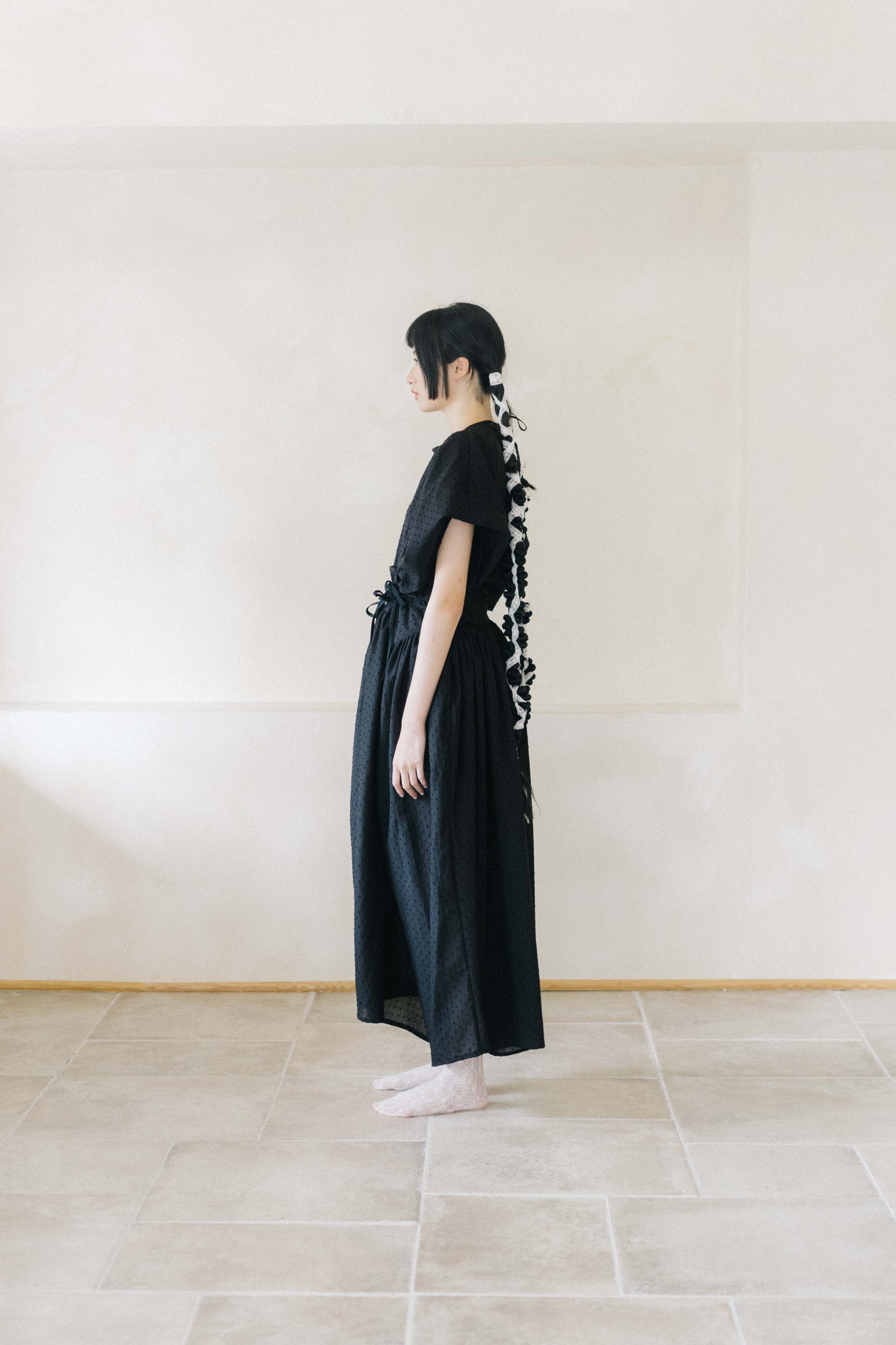 flow wide hakama - folded belt shirring pants (pre- order)