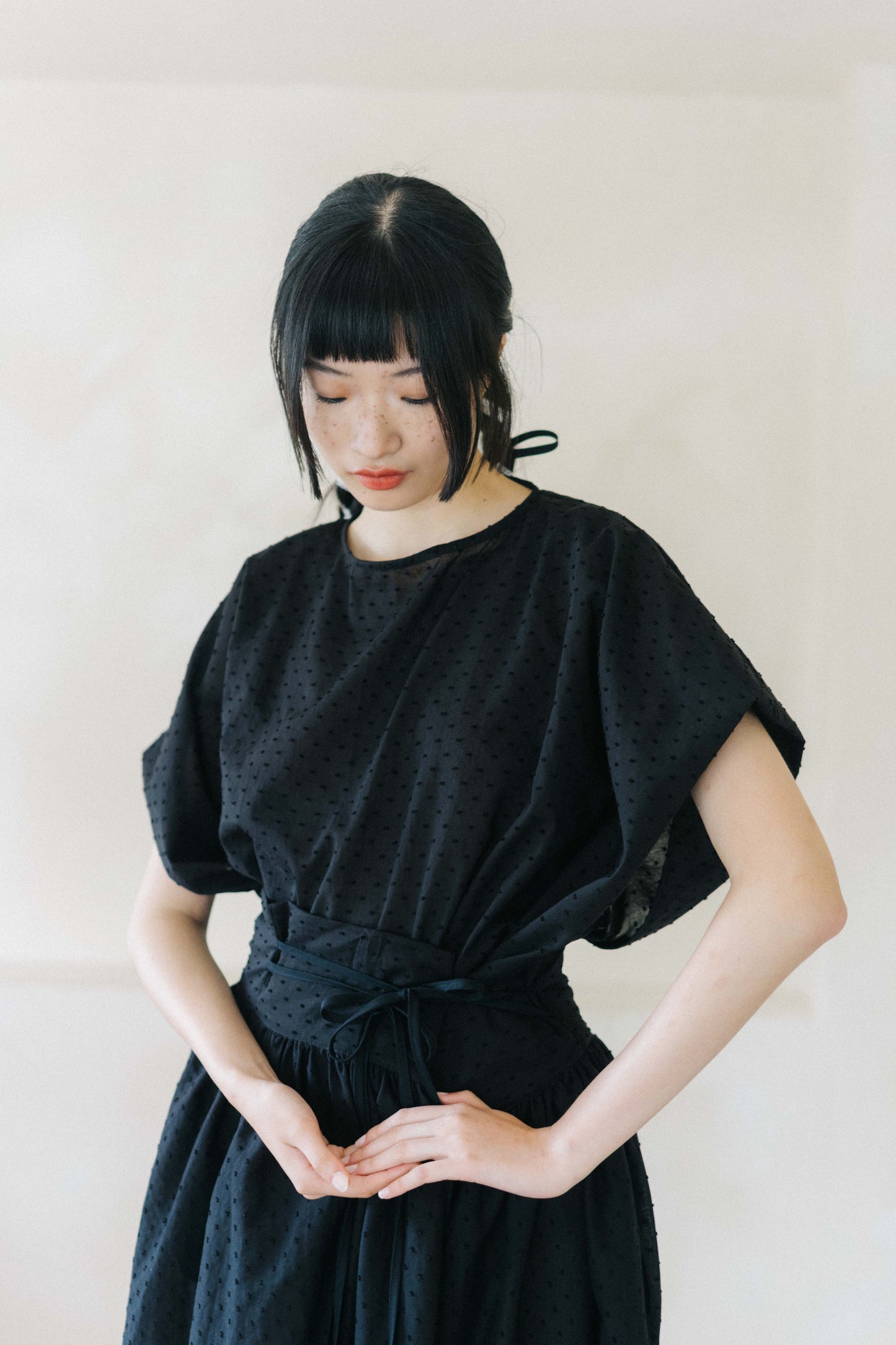 zero-waste square - black dot soft square top (pre-order)