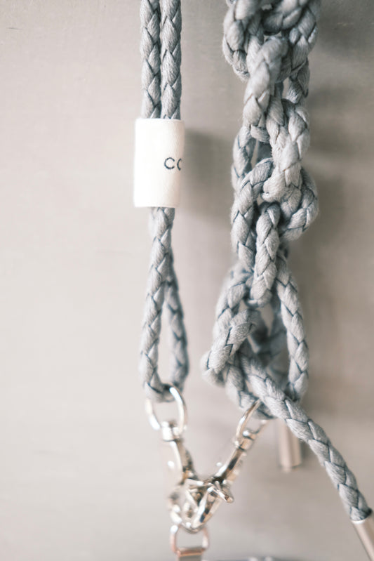 grey braided phone strap