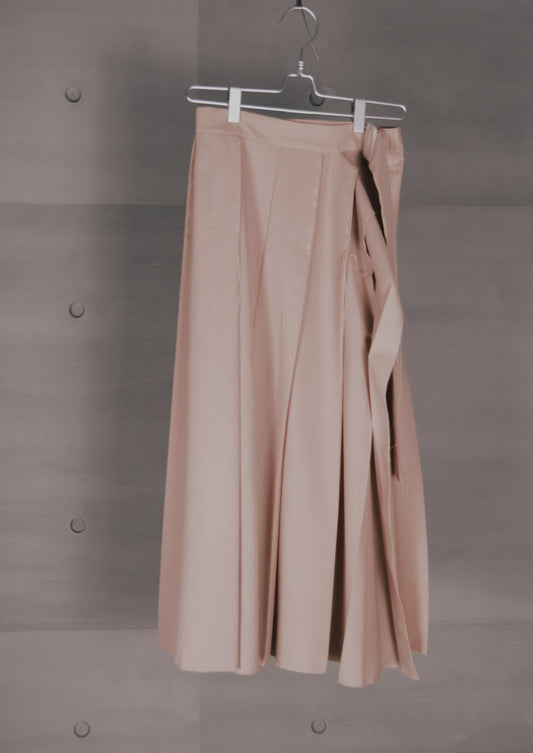 wrap-pleated midi skirt